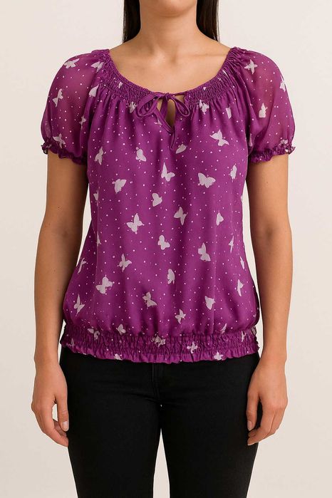 Bluzka Amisu (New Yorker) | Rozmiar L | Motyle | Fioletowa