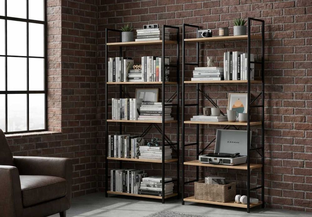 NOWY Regał Na Książki Loft Regały Metalowe Loftowe Szafka Półki Czarny