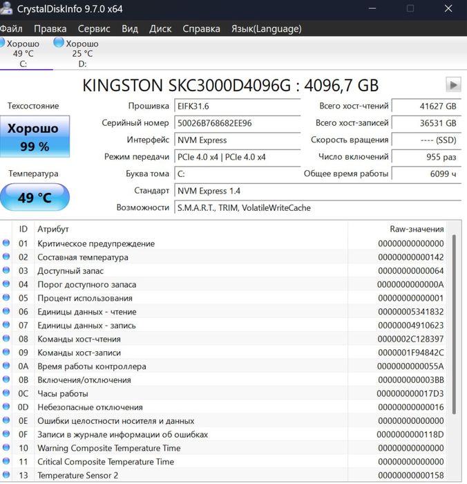 SSD Kingston KC3000 4TB NVMe M.2 (SKC3000D/4096G)