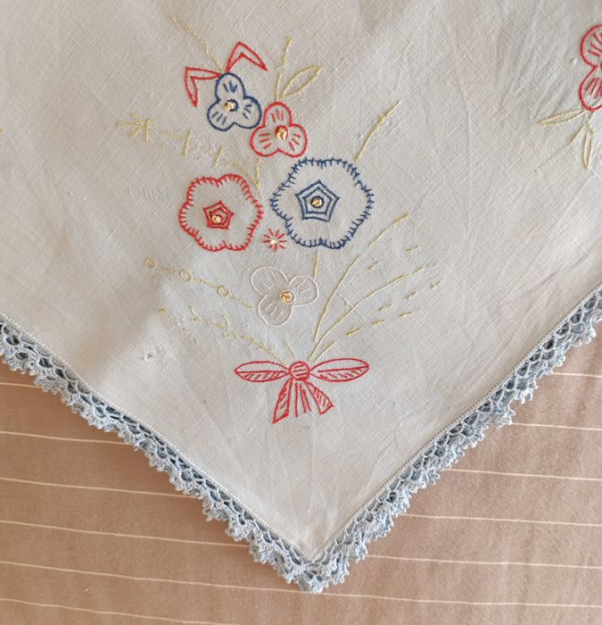 Napperons antigos de linho com 120 anos - Conjunto de 5 Napperons