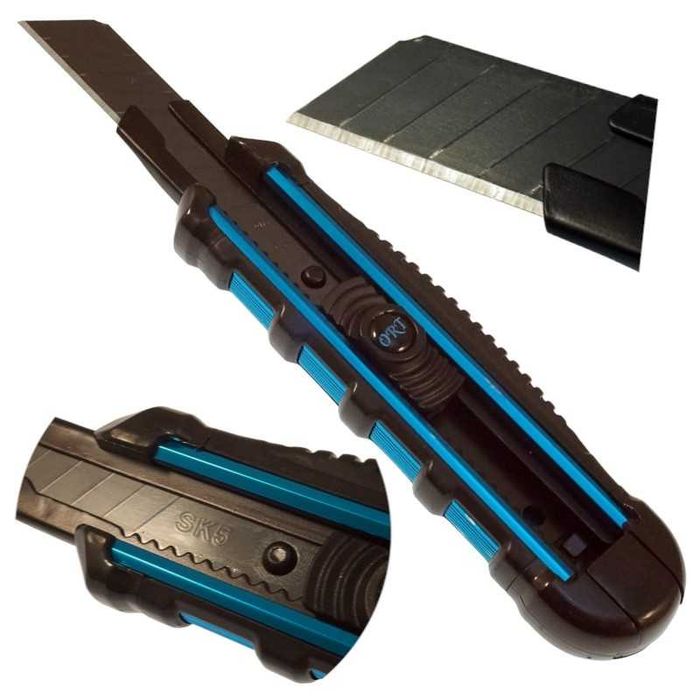 NÓŻ ŁAMANY wysuwany do tapet 18MM SK-5, masywny aluminiowy