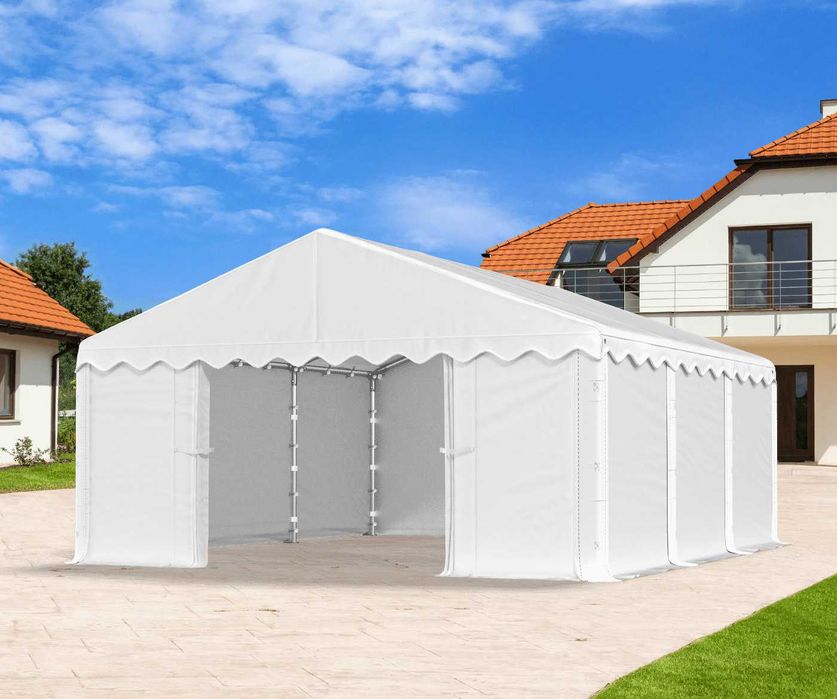 Namiot magazynowy / imprezowy 4x6 (4m x 6m) biały - jak nowy! 24 - 33 osobowy