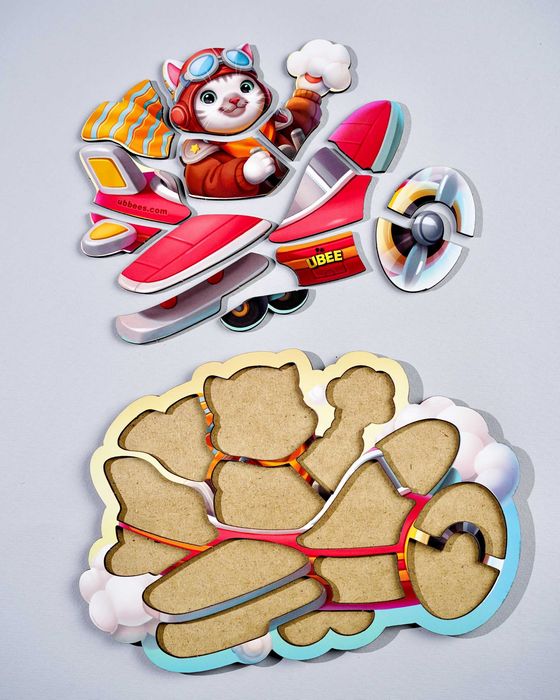 Puzzle konturowe „Kot pilot”