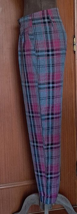Calças Senhora Primark Xadrez Rosa/Cinzento (Tam. 34 / XS) – Novas