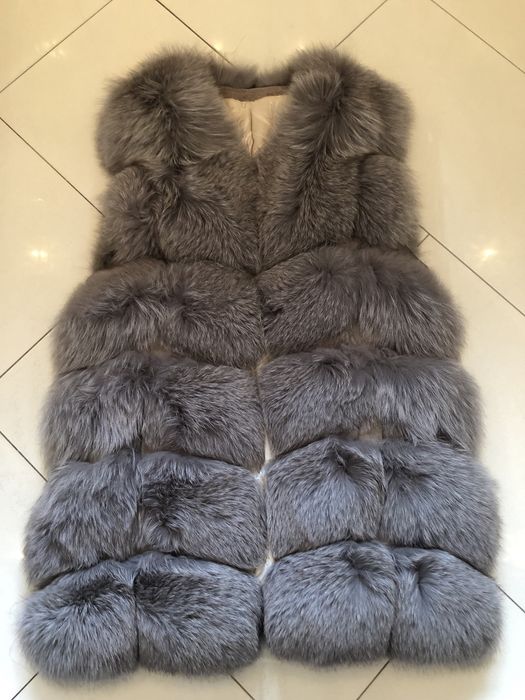 Szara kamizelka z lisa rozmiar 34/36