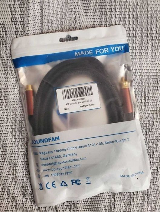 Кабель soundfam RCA LFE для сабвуфера папка мамка 2 м
