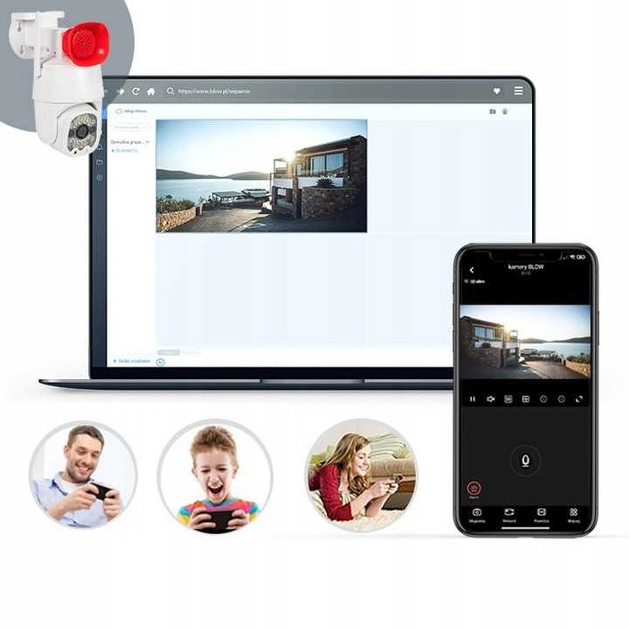 KAMERA obrotowa z MEGAFONEM WiFi detekcja ruchu głośna alarm ZOOM 2k