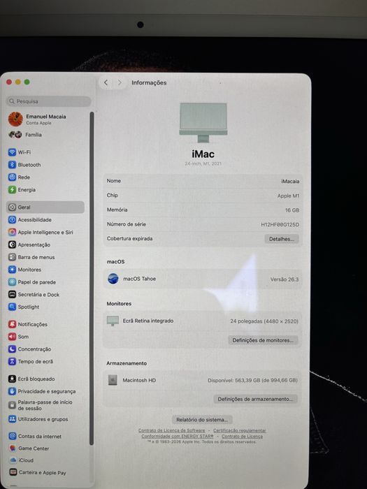 iMac 24” M1 | 16GB | 1TB SSD | 4.5K Retina | Como Novo