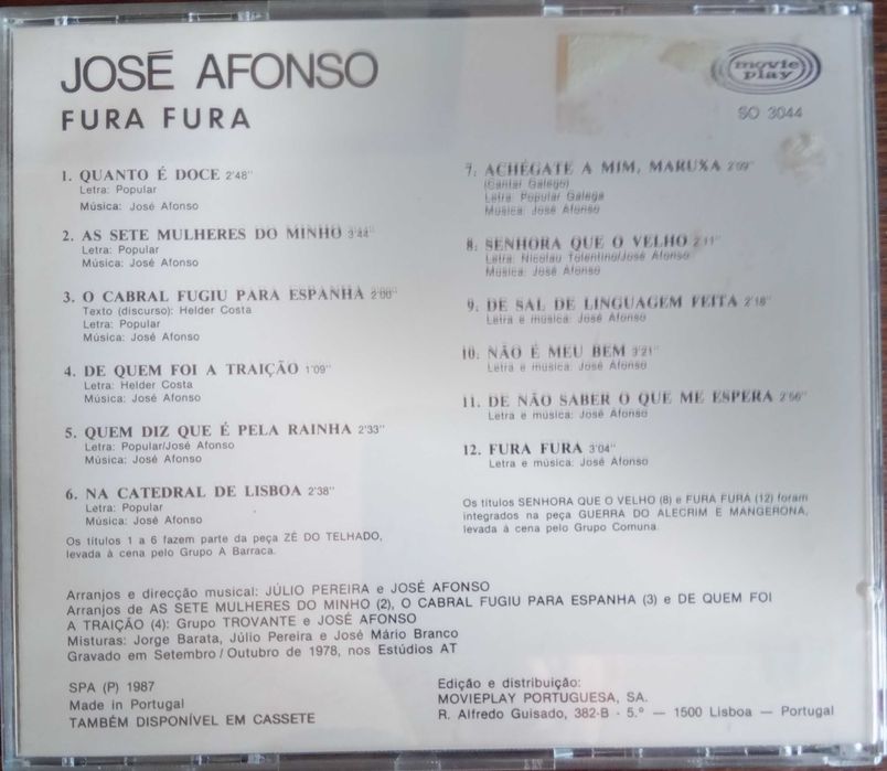 José Afonso	- - - - -		Fura Fura	- - - - -	CD