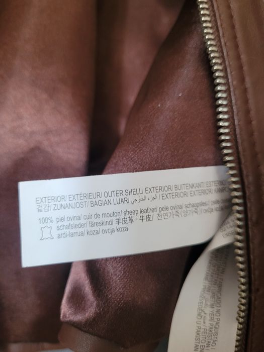 Skórzana kurtka zara stradivarius skóra naturalna xs brązowa