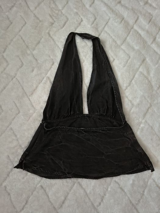 Czarny Ala jeansowy top crop top Zara rozmiar m
