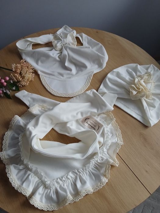 Turban chusta z falbanką i chusta z daszkiem