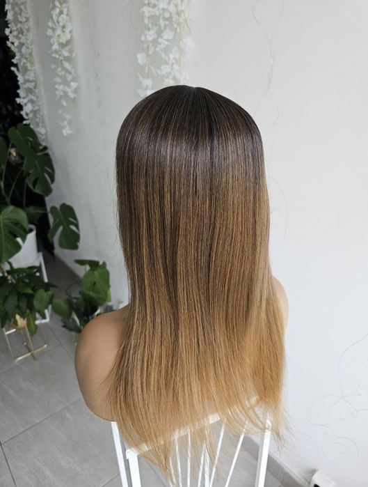 Basia topper tupet ombre brąz 50cm naturalny efekt zagęszczenie