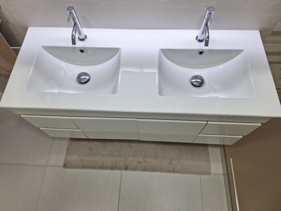 Conjunto móvel casa de banho com lavatório de 2 cubas 120cm