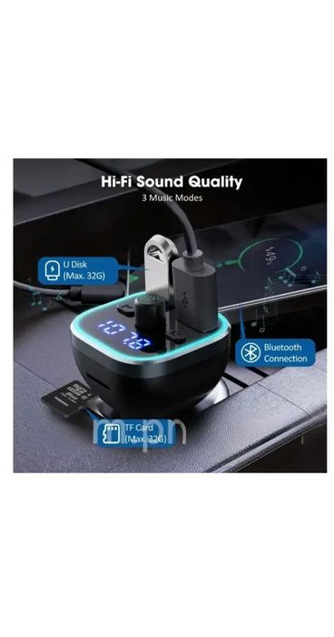 Трансмітер радіоадаптер для авто VicTsing BH378 Bluetooth V5.0 FM-передавач, зарядний пристрій