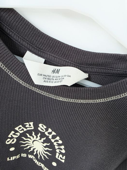 Koszulka t-shirt prążek H&M rozmiar 146/152 cm