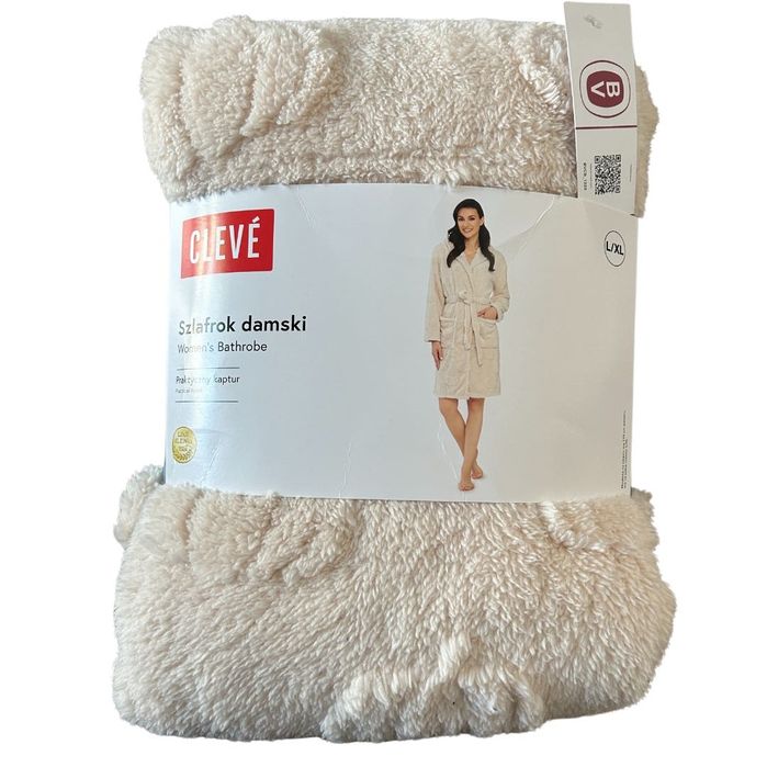 Szlafrok z kapturem Cleve L/XL kremowy