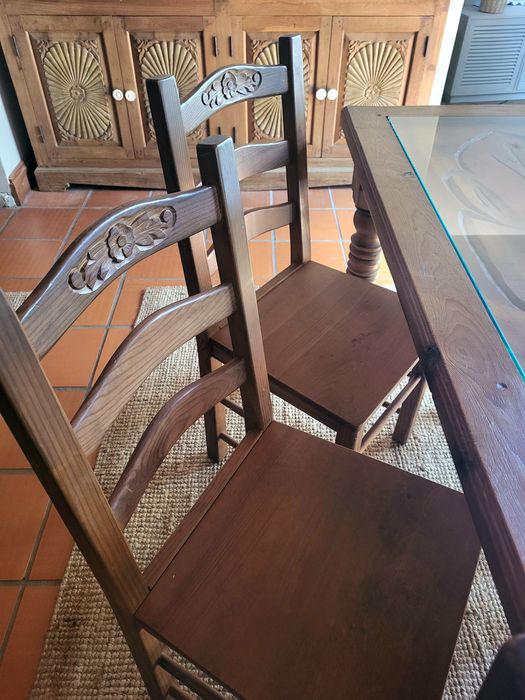 mesa, grande, refeições, cadeiras, talha, mexicano rustico