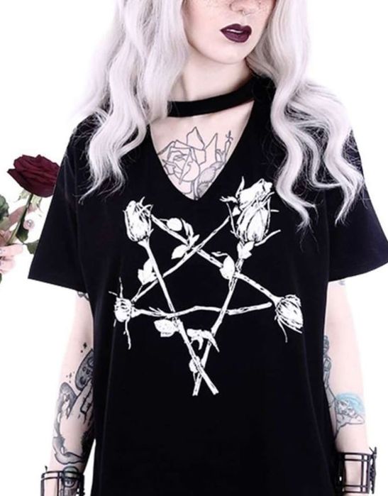 топ Restyle ROSE PENTAGRAM лоліта demonia sinister dollskill killstar