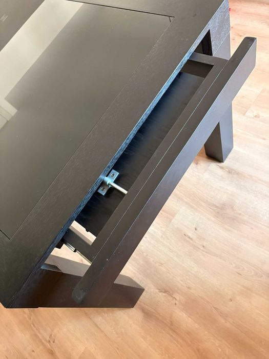 Mesa Jantar Extensível Wengué, tampo vidro temperado (6 Cadeiras opcionais)
