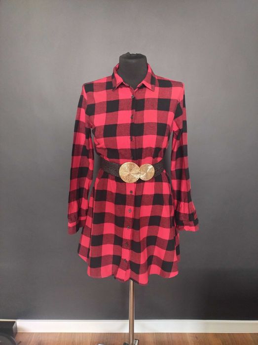 sukienka koszulowa flanelowa w kratę