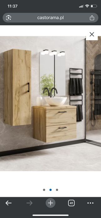 Szafka łazienkowa pod umywalkę wiszącą 50 cm, dąb craft złoty