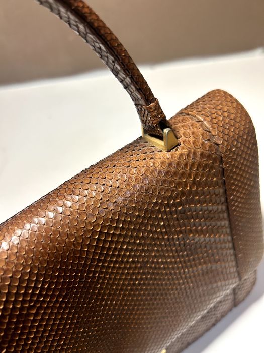 Mala Vintage Pele Lagarto e Cobra Anos 60 Cognac Feita à Mão