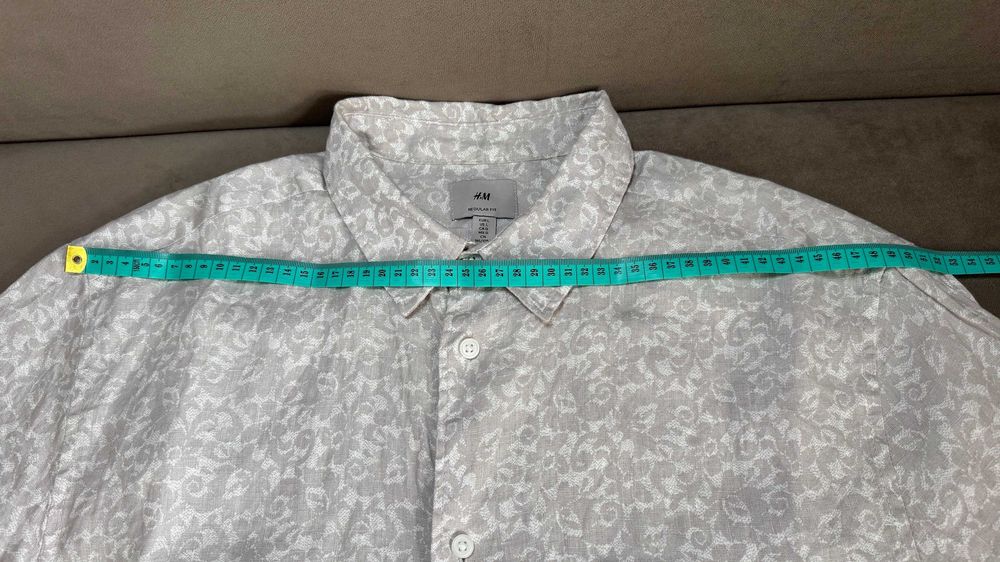 Koszula męska, z krótkim rękawem 100% len, H&M r L-idealny stan
