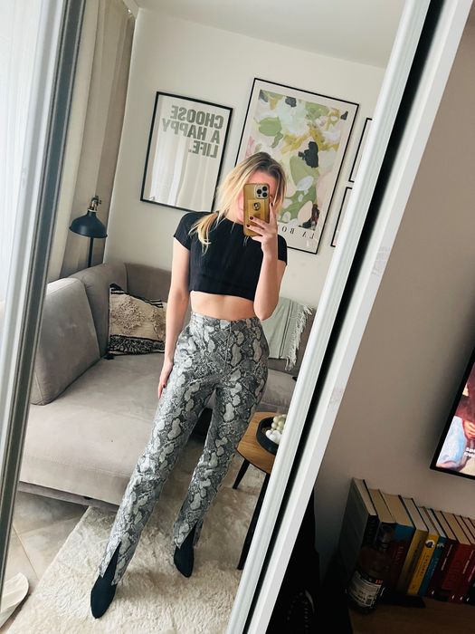 Spodnie skórzane Nakd wysoki stan nowe bez metki XS/XXS