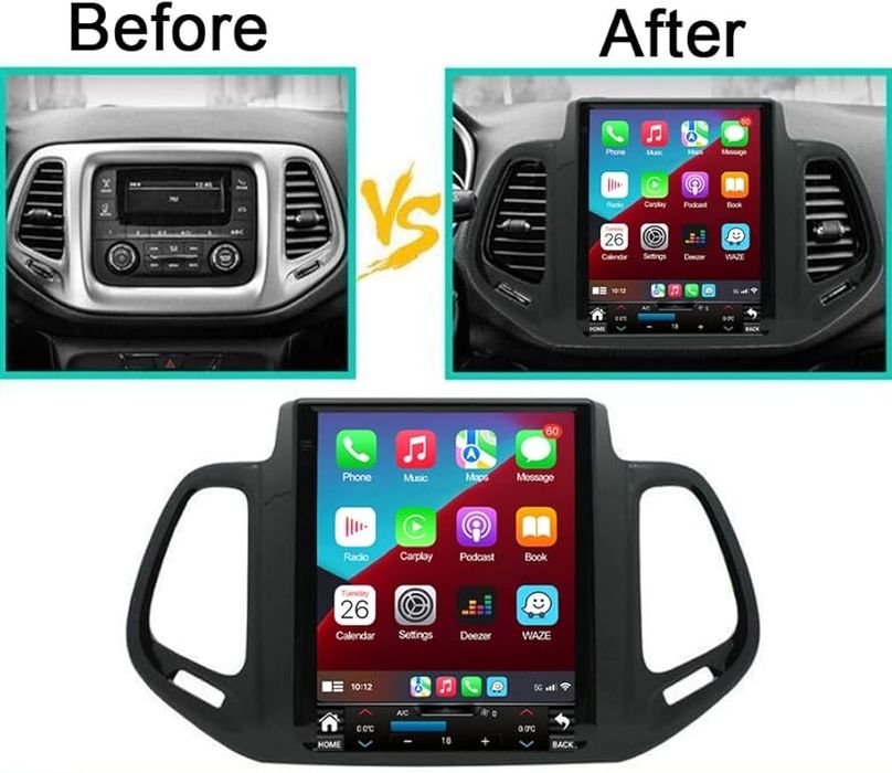 Ramka adapter + instalacja do radia Android Cambus Jeep Compass