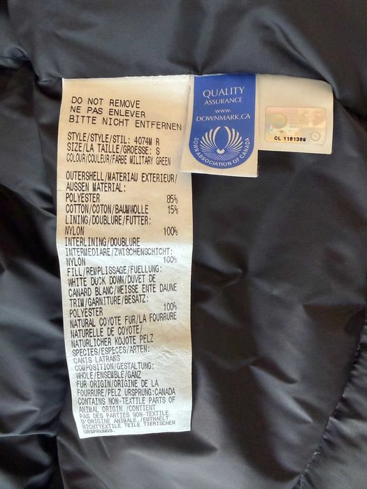 Jaqueta, casaco de penas Canada Goose verde militar, tamanho S.