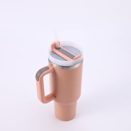 Kubek Termiczny Ze Słomką 1200 Ml Uchwyt termos kolor łososiowy
