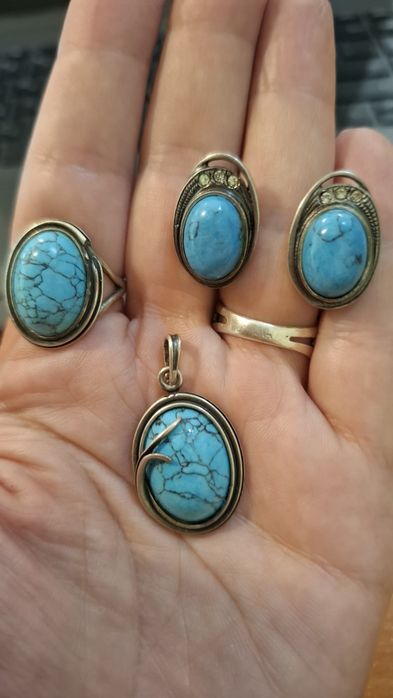 Серебряное кольцо 925 пробы и набор