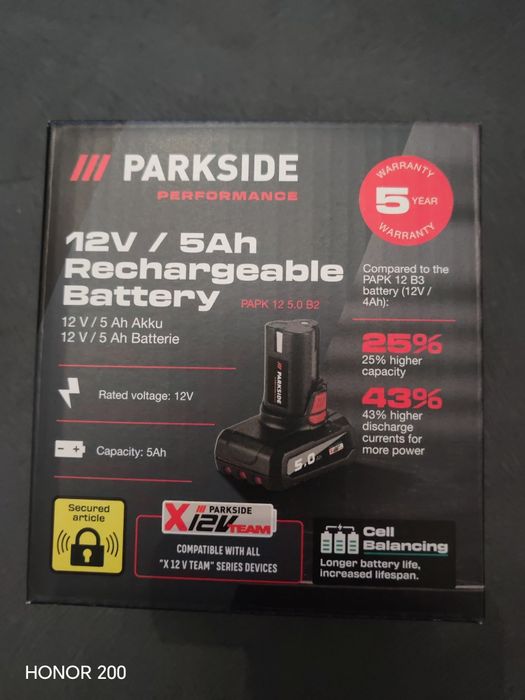Akumulator bateria Parkside Performance 12v 5ah