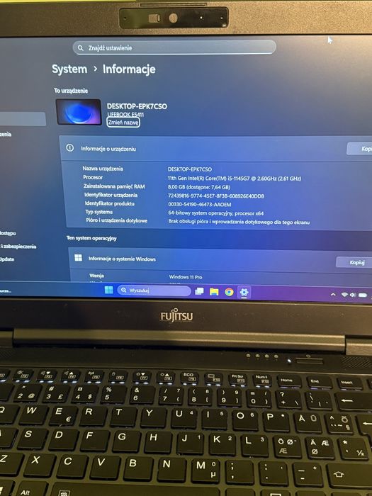 Laptop poleasingowy Fujitsu 14” - intel i5, ssd