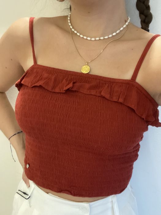 Crop top cor de tijolo