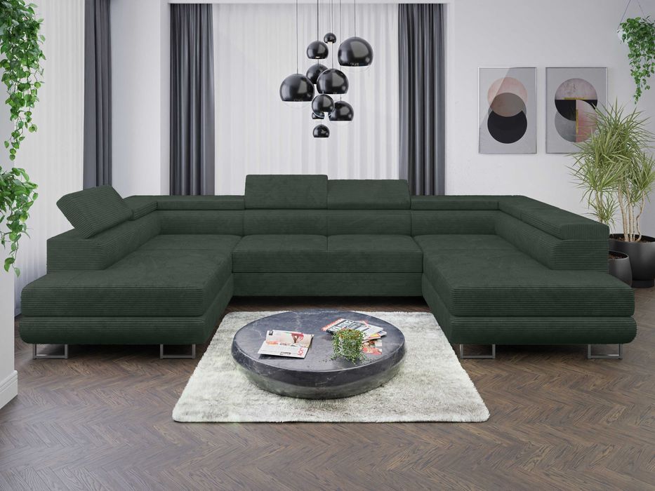 Narożnik Sofa Anton U z funkcja spania delfin Poso 38 sprezyna falista