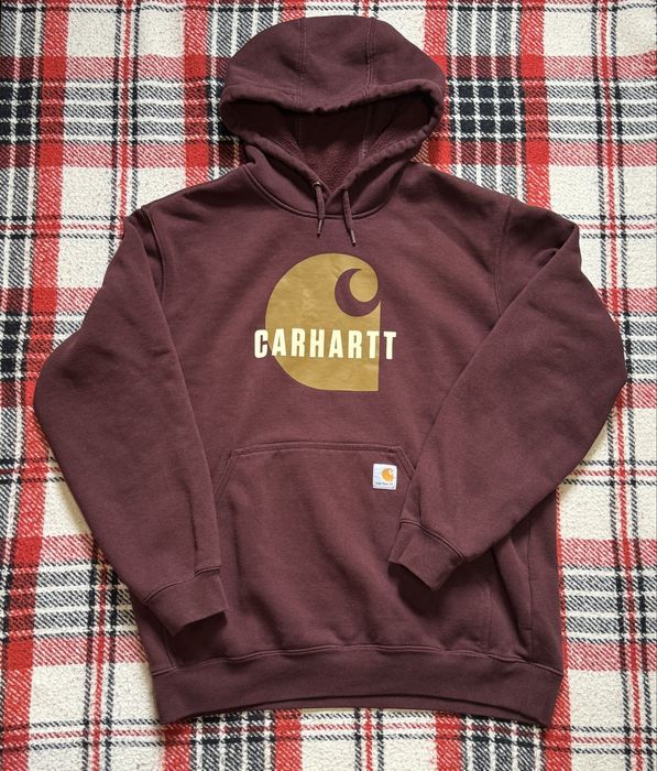 Кофта Carhartt Logo Loose Fit Burgundy Red Hoodie