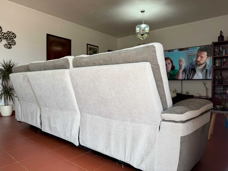 Sofá 3 Lugares Relax Elétrico  Bege 280cm — Novo — €730