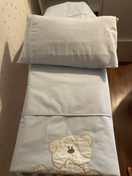 Edredon berço+almofada+resguardo Menino