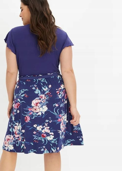 B.P.C granatowa sukienka z dżerseju z kwiatowym dołem ^44/46