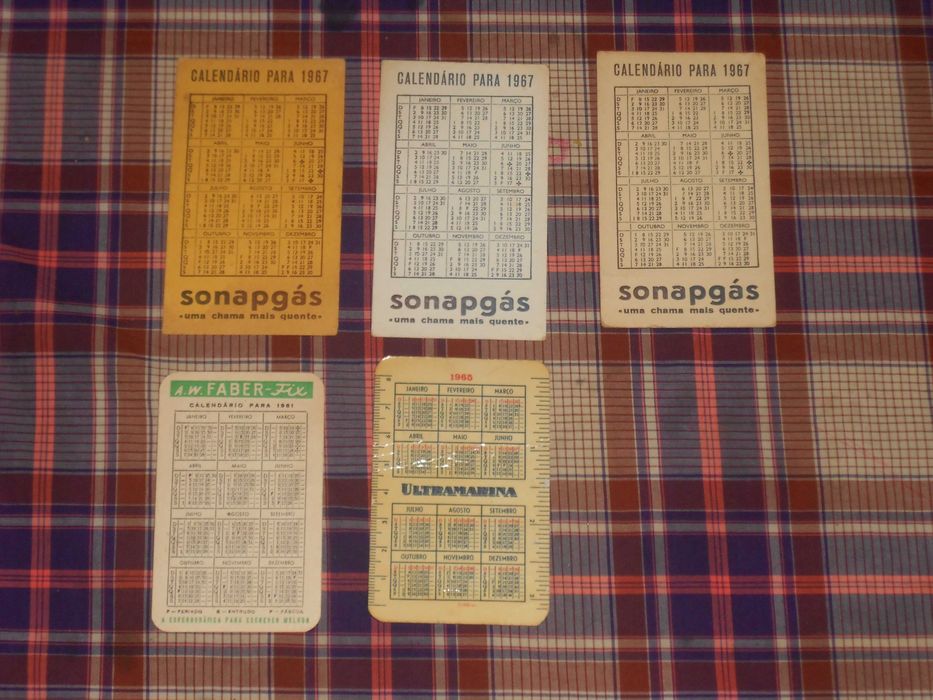Calendarios bolso antigos coleccao anos 50, 60 e 70