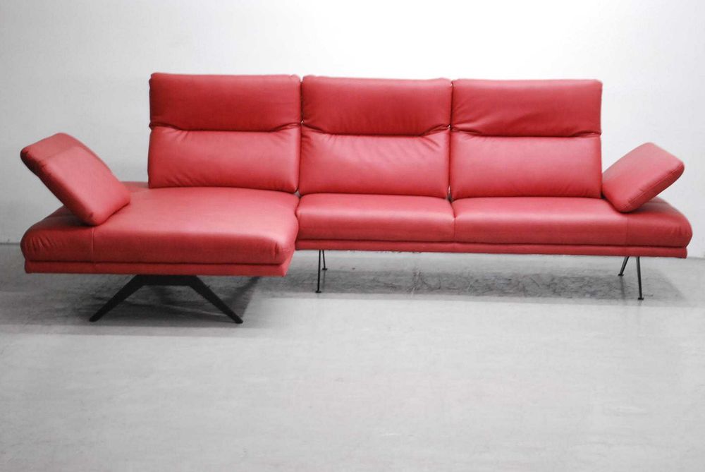 PKŁ NAROŻNIK PROMOCJA regulowana wysokość oparcia eko skóra czerw