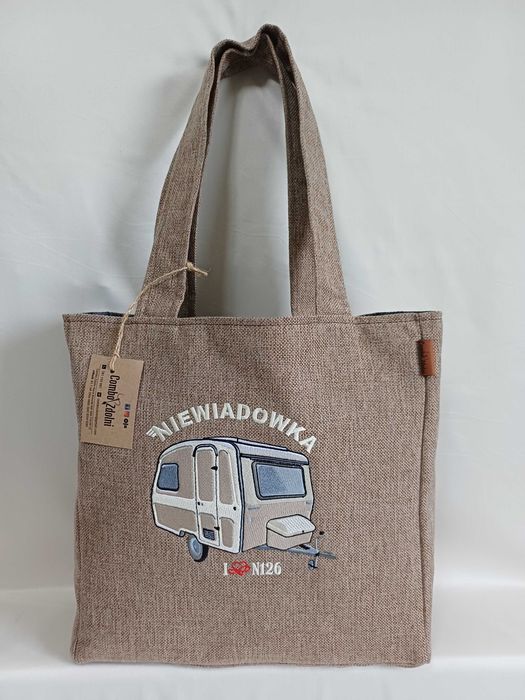 Torba zakupowa, shopper z haftem przyczepy Niewiadów N126