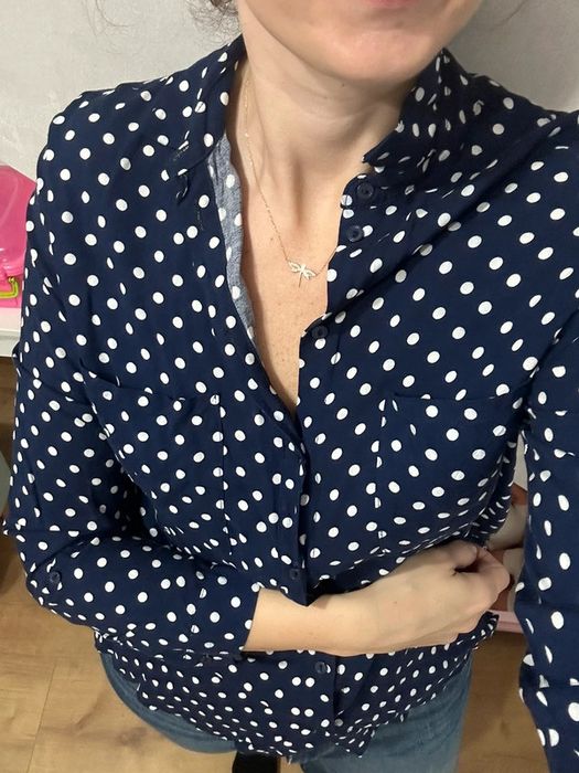 Koszula granatowa w kropki H&M L