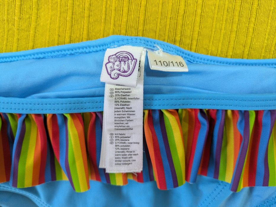 Cueca de Biquíni Menina Azul com Folhos, 5/6 anos