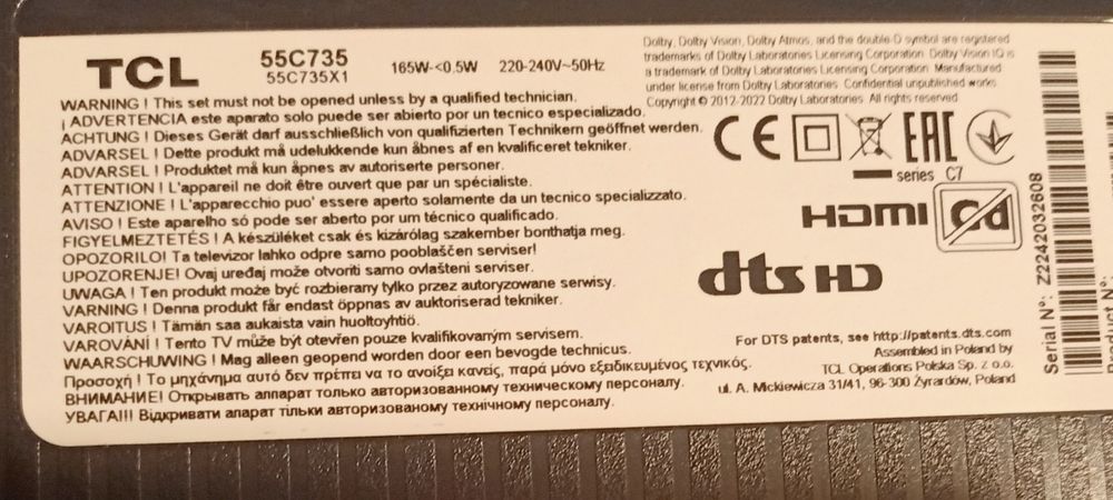 Telewizor TCL  55"