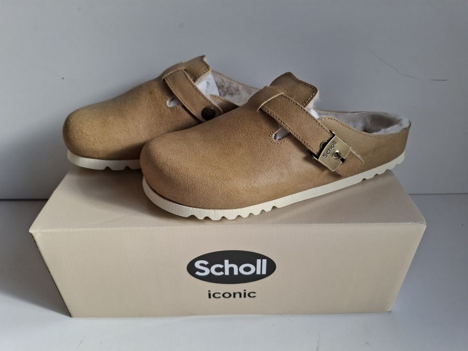 Scholl Grace kapcie/ klapki z futerkiem rozm.38- nowe!