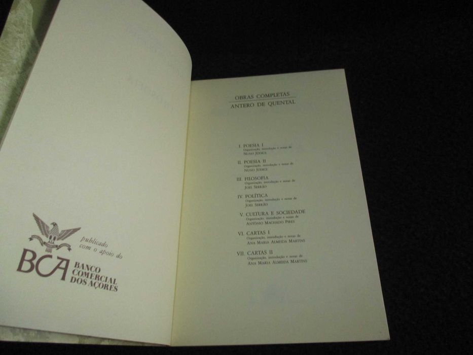 Livro Filosofia Antero de Quental 1ª edição 1991