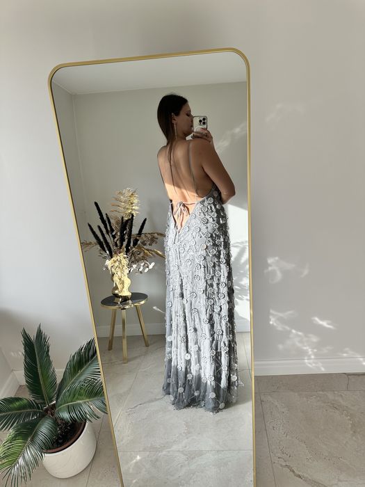 Sukienka cekinowa bogato zdobiona ASOS 46 wesele ślub Andrzejki